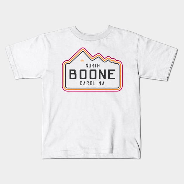 Visiting NC Mountain Cities Boone, NC Neon Range Kids T-Shirt by Contentarama